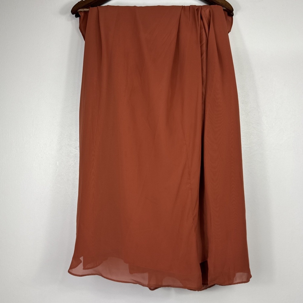 Azazie Rust Ruffled-Sleeve Column Gown - Picture 6 of 15